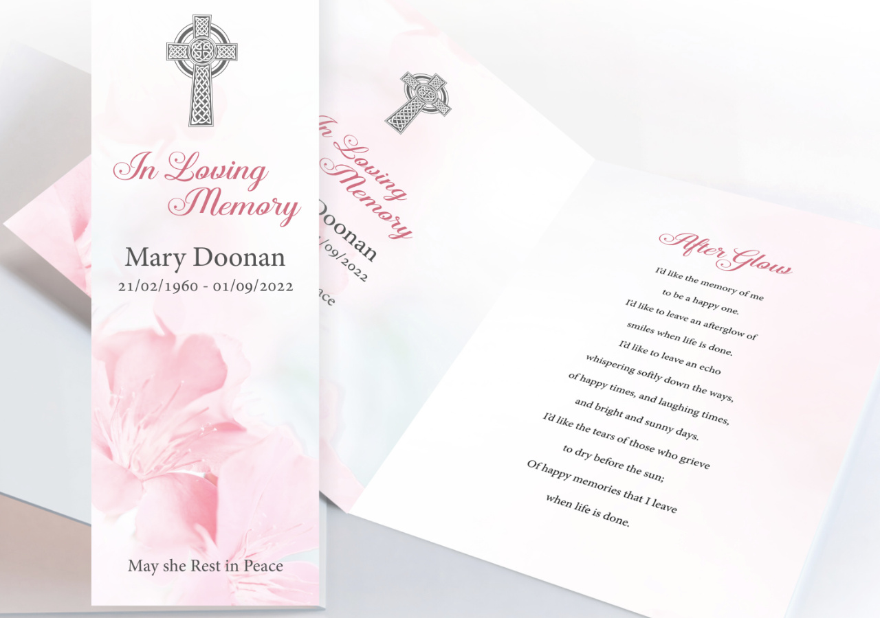 Memorial Card - Pink